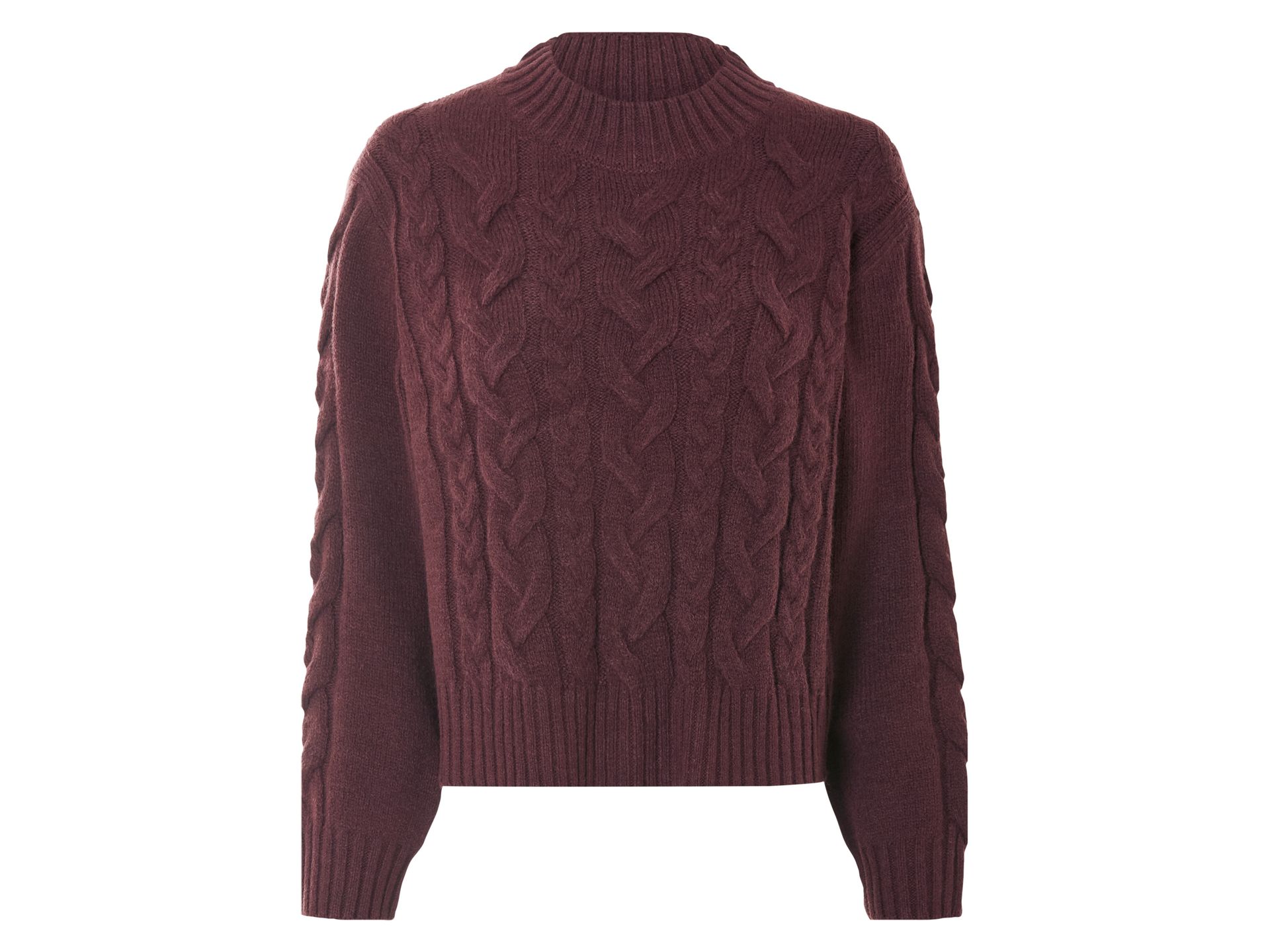esmara® Sweter damski z dzianiny (Bordowy, M(40/42))