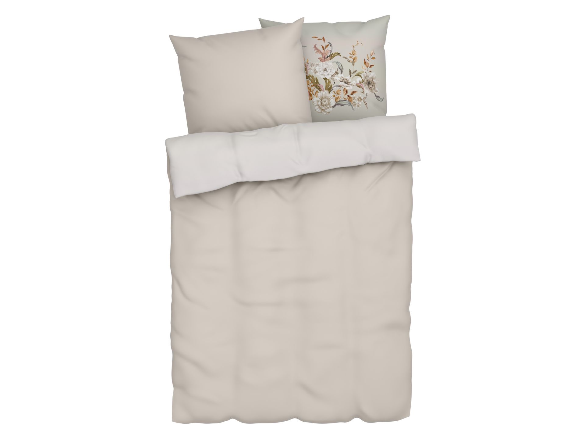 LIVARNO home Pościel z bawełny satynowej, 160 x 200 cm (Beżowy)