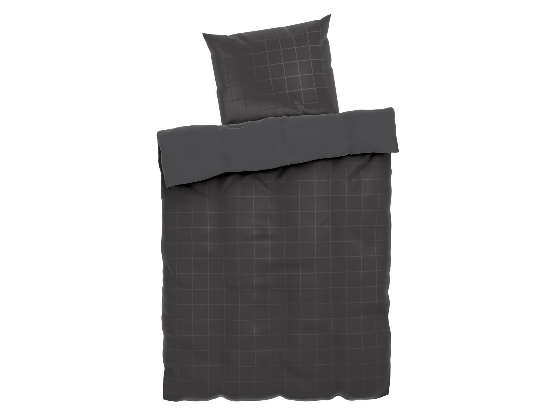 LIVARNO home Pościel satynowa z bawełny, 140 x 200 cm (Kratka/antracytowy)