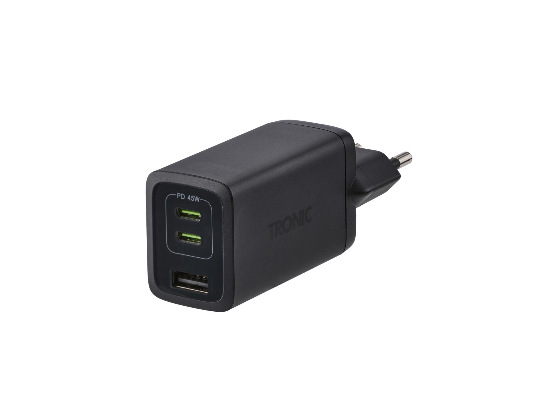 TRONIC® Szybka ładowarka GaN 2x USB-C i USB-A 45W (Czarny)