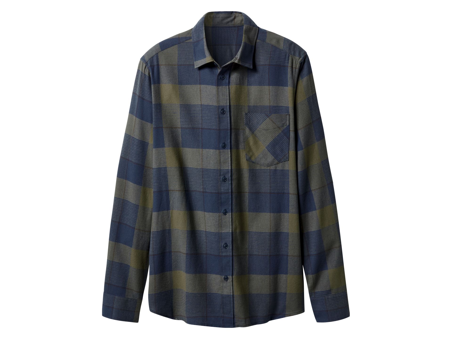 esmara Men Koszula flanelowa męska z bawełny (Kratka/granat/khaki, M (39/40))