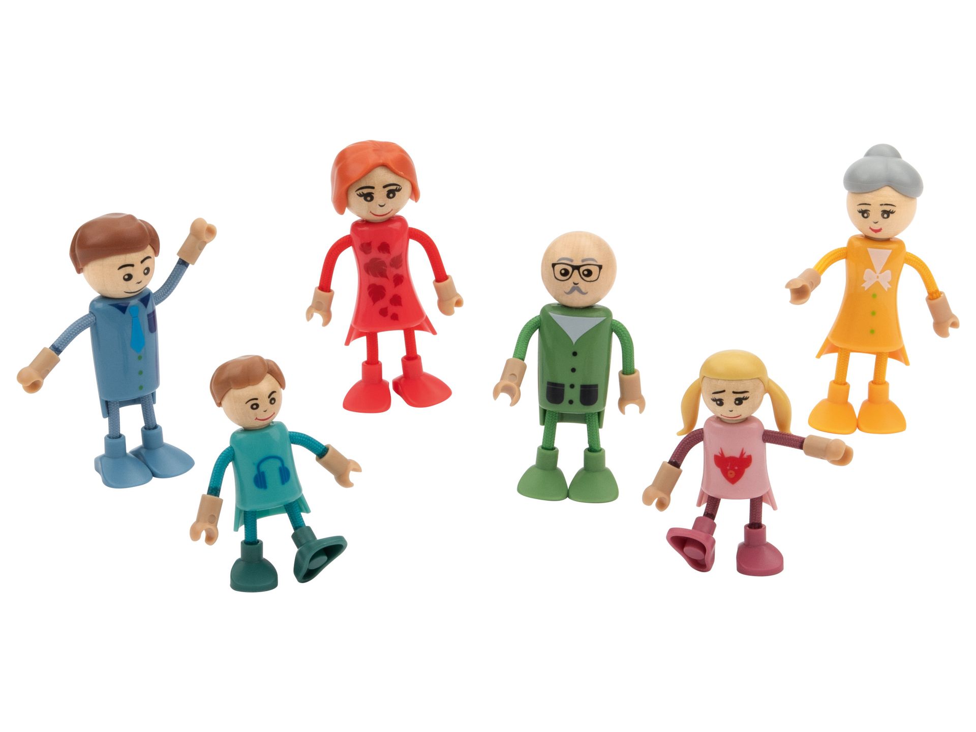 Lupilu Zestaw drewnianych mebli / lalek do domku dla lalek Zestaw 6 lalek