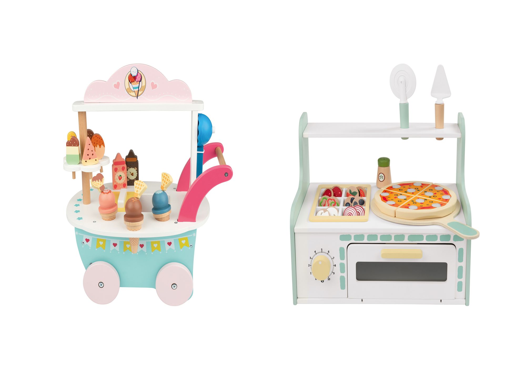 Lupilu Drewniany wózek na lody lub piec do pizzy