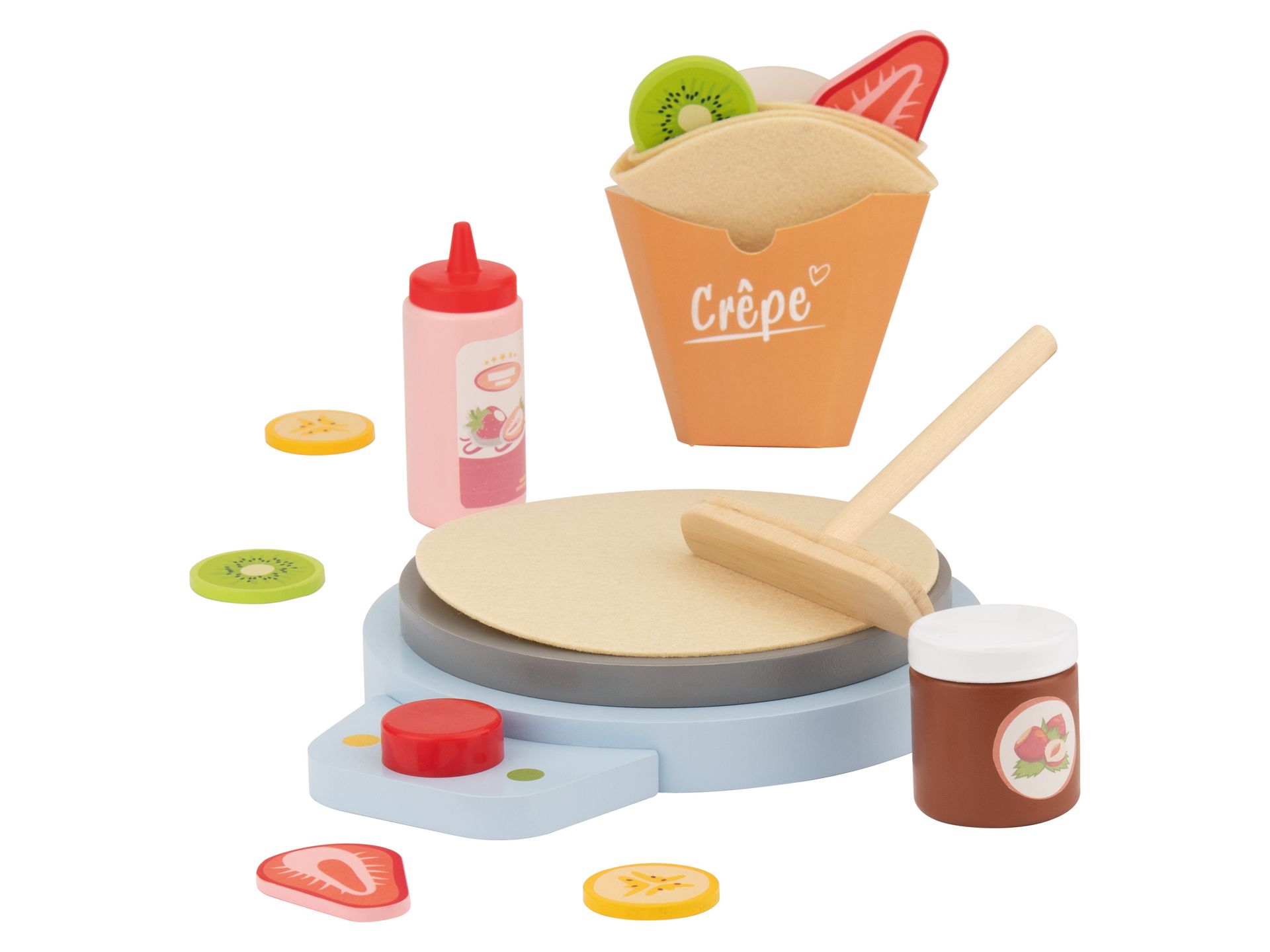 Lupilu Zestaw drewnianych akcesoriów do zabawkowej kuchni Urządzenie do naleśników