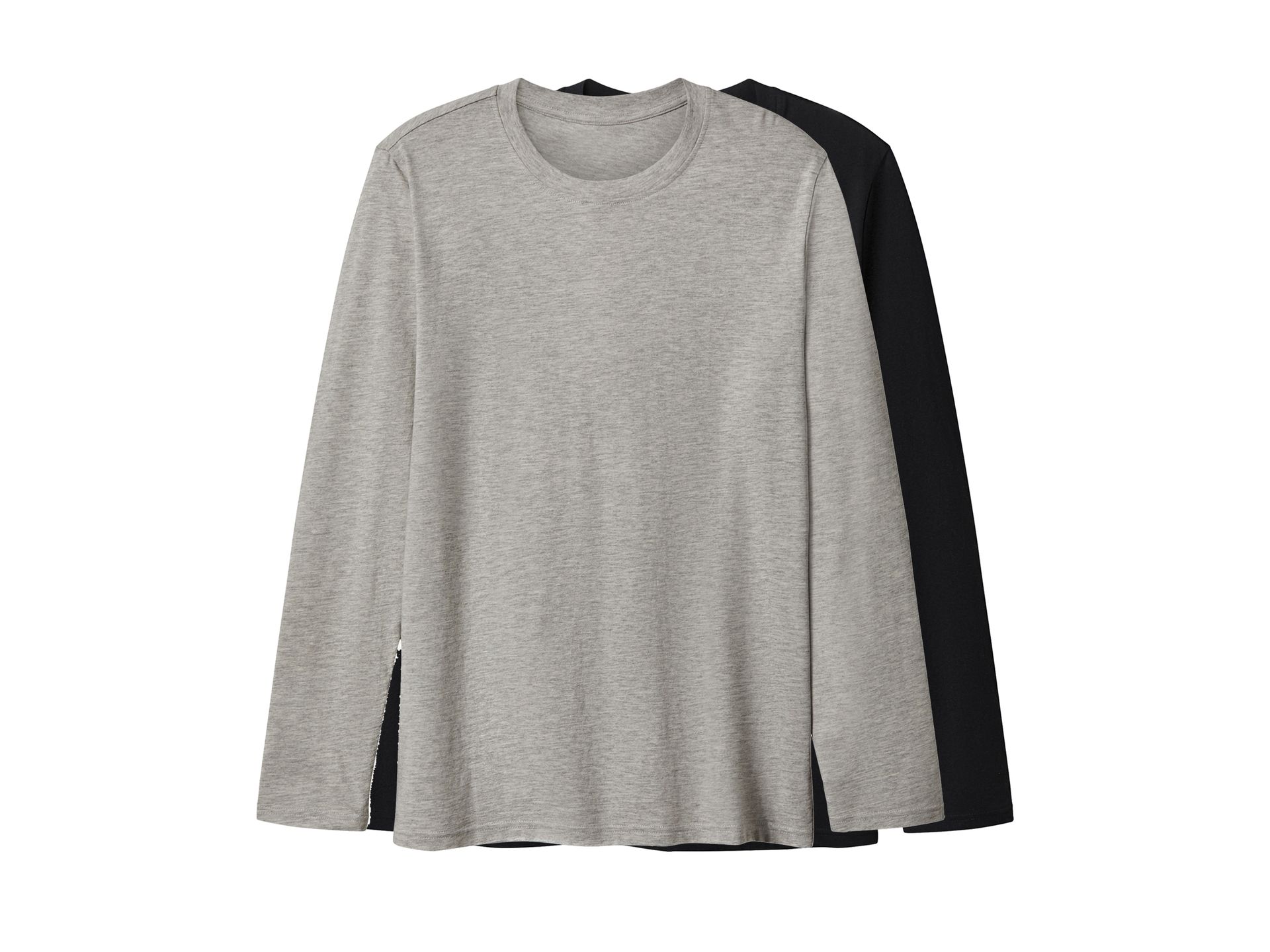 esmara Men Koszulki męskie z długim rękawem, 2 sztuki (Czarny/ szary, M (48/50))