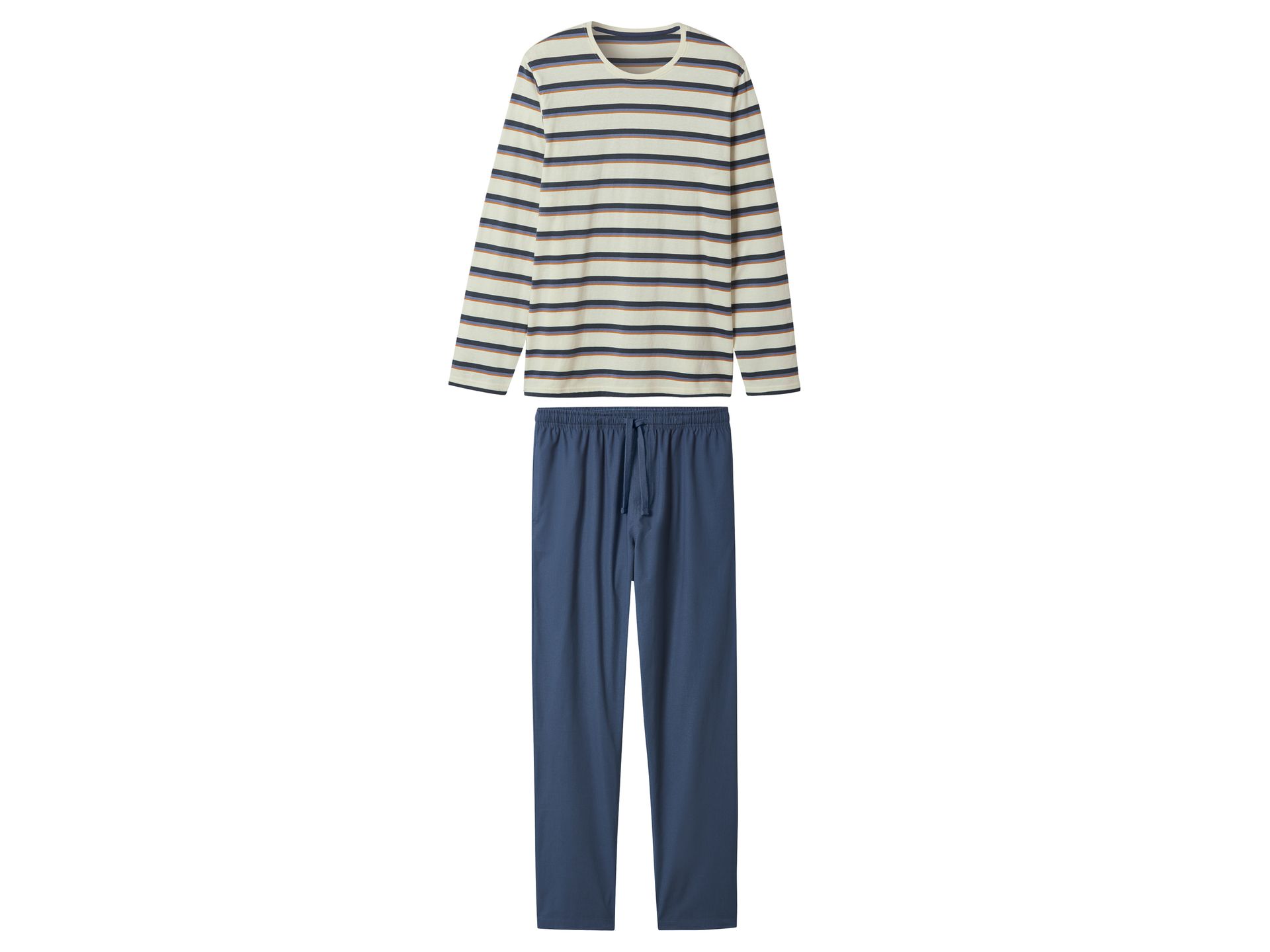 esmara Men Piżama męska z bawełny (W paski/biały/granatowy, M (48/50))