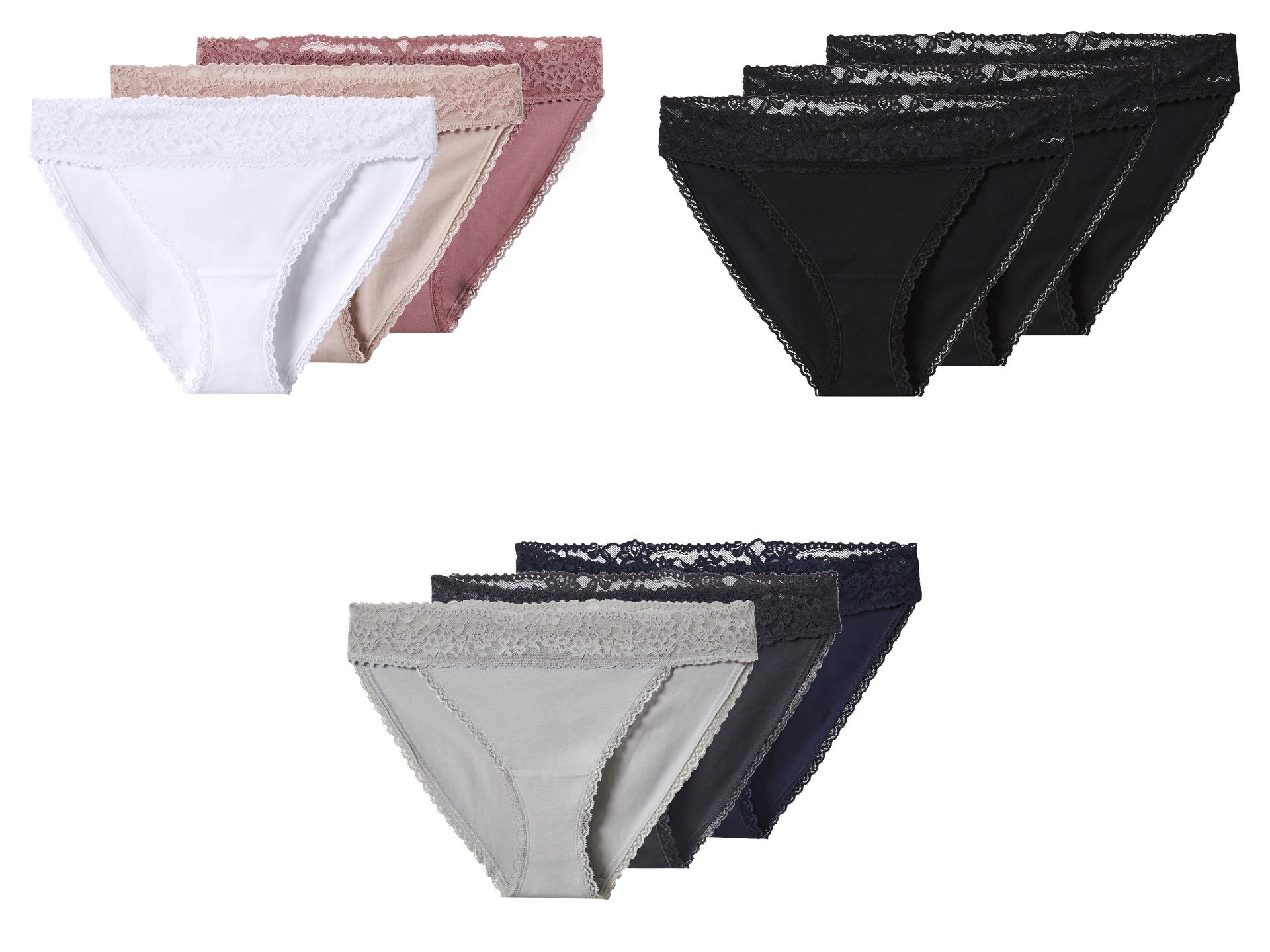 esmara® Majtki slipy damskie z bawełną, 3 pary