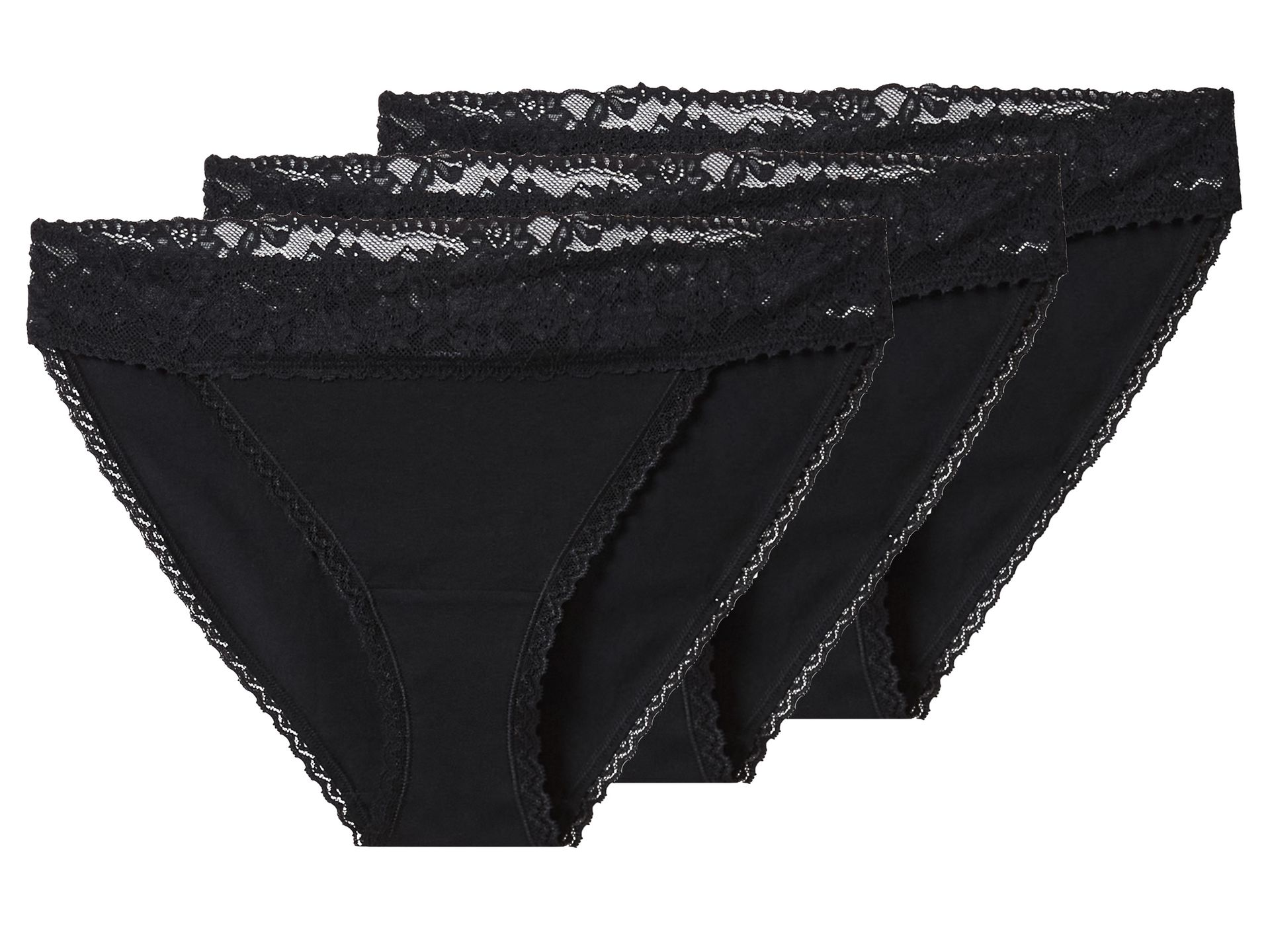 esmara® Majtki slipy damskie z bawełną, 3 pary (Czarny, XL(48/50))