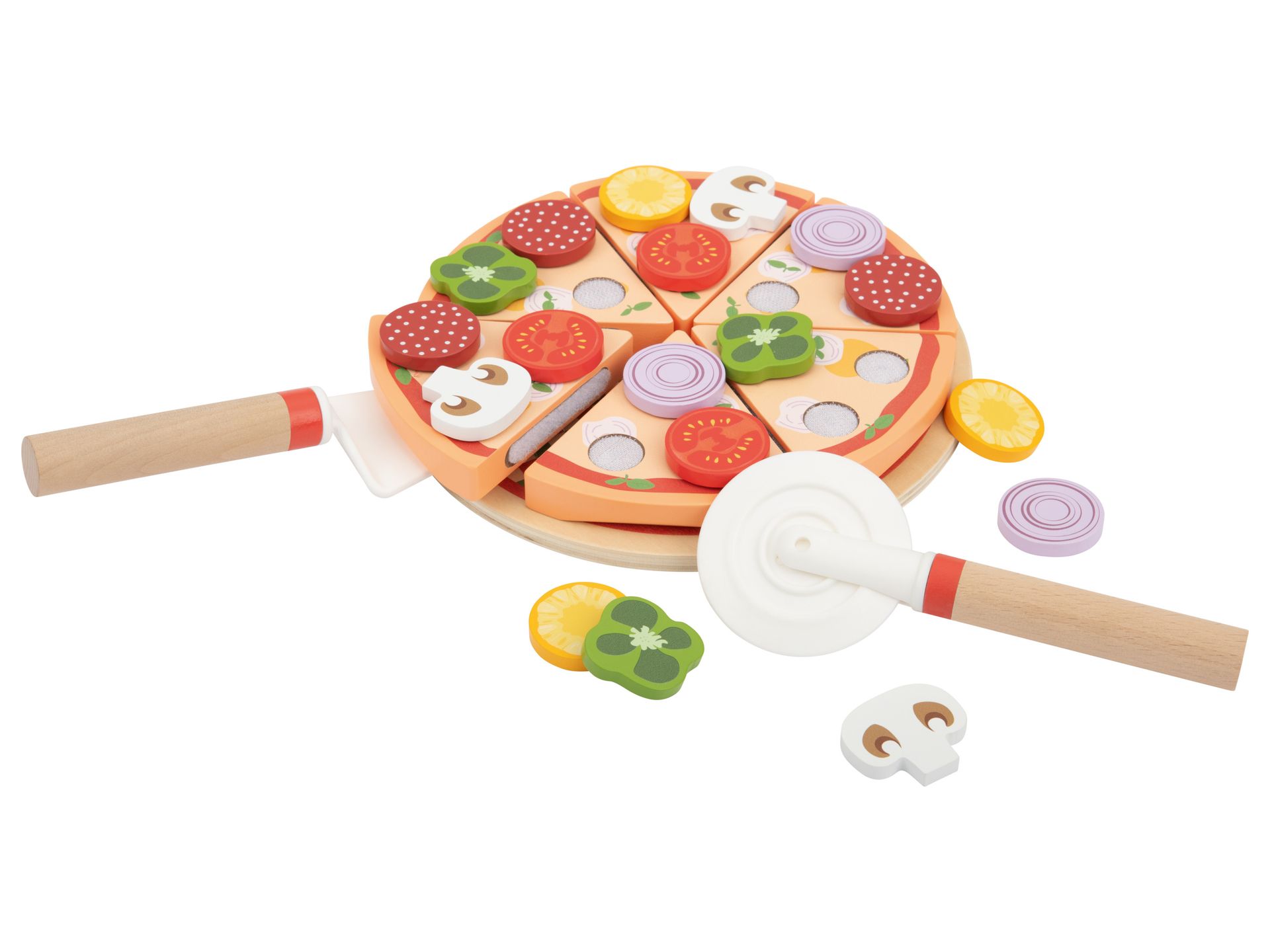 Lupilu Zestaw drewnianych produktów spożywczych do zabawy Forma do pieczenia pizzy