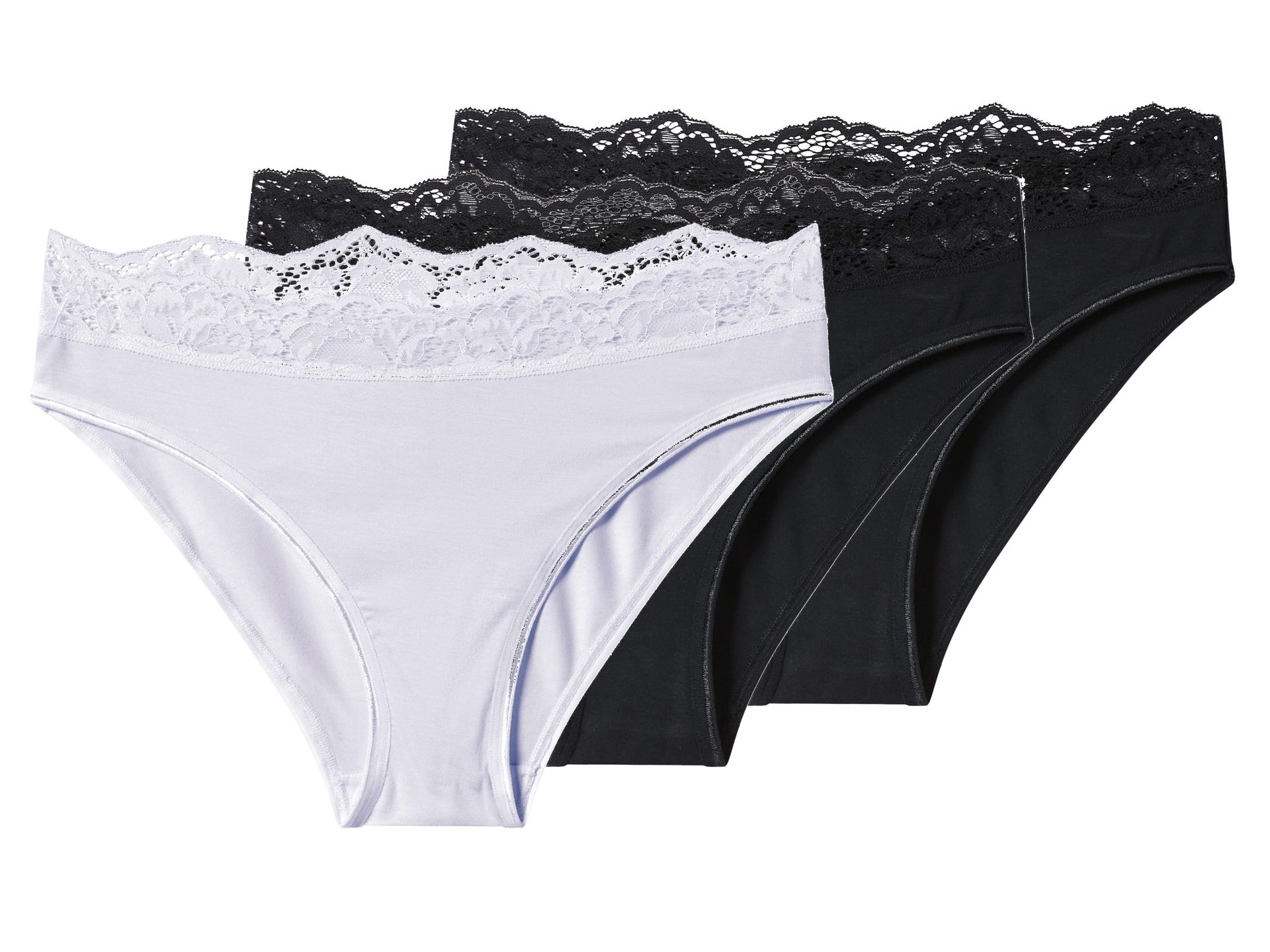 esmara® Majtki damskie z modalem, 3 pary (Czarny / biały, XL(48/50))