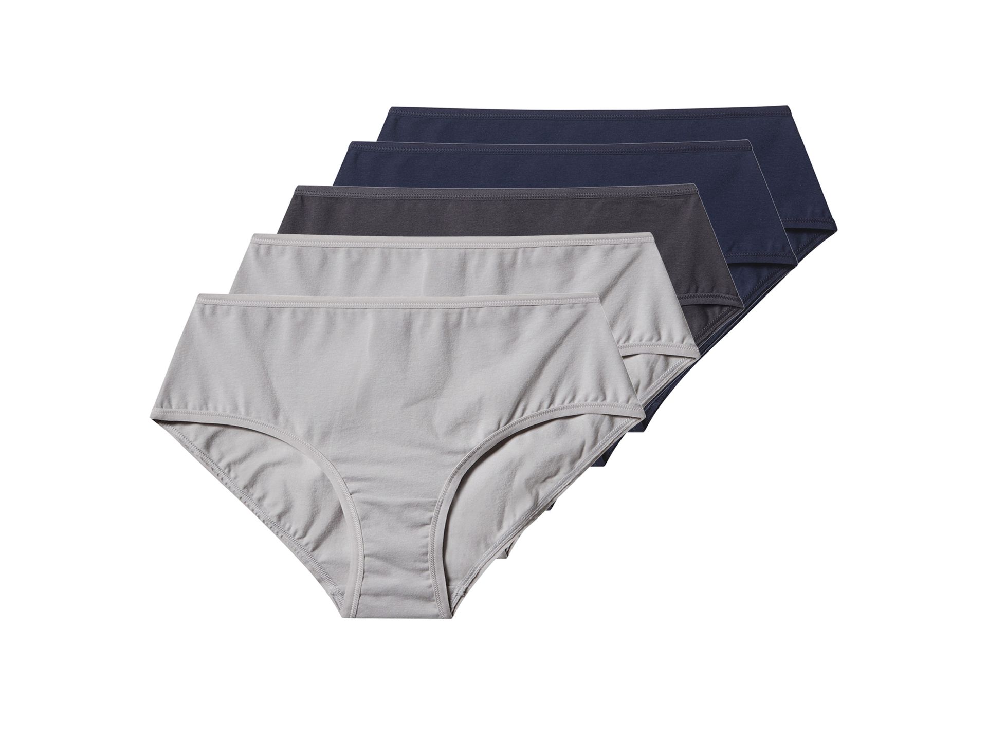 esmara® Majtki figi damskie z wysokim stanem, 5 par (Granatowy/szary, S(36/38))