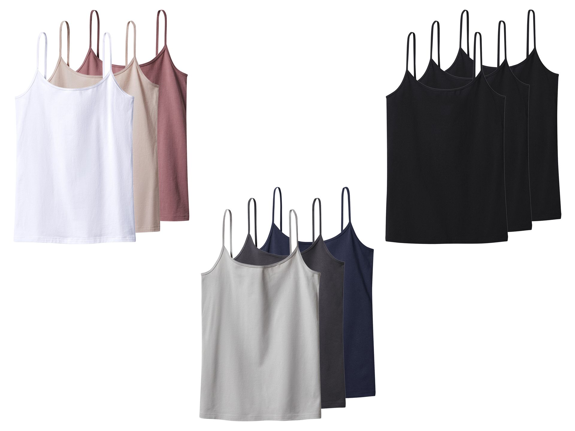 esmara® Podkoszulki damskie z bawełną, 3 sztuki