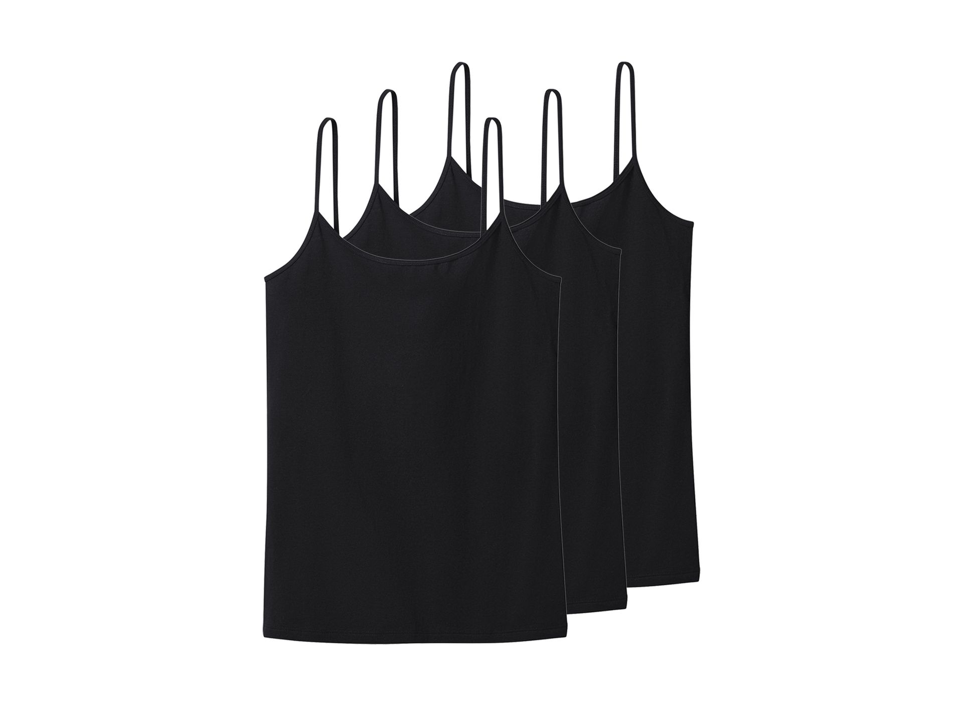 esmara® Podkoszulki damskie z bawełną, 3 sztuki (Czarny, L(44/46))