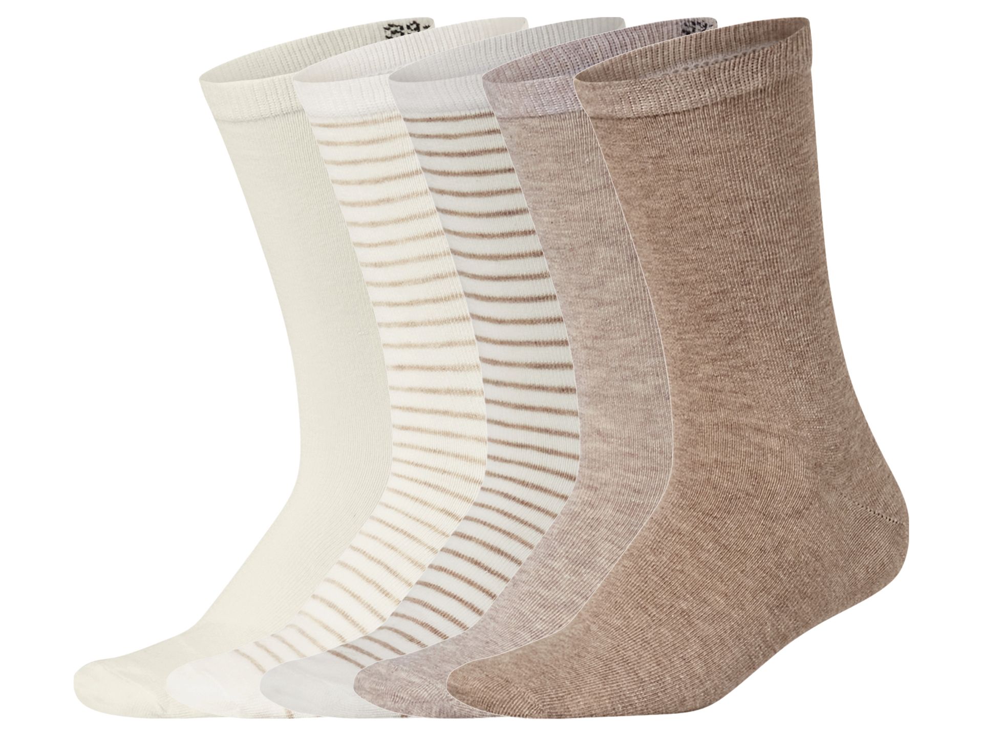 esmara® Skarpetki damskie, 5 par (kremowy/paski/beżowy/jasnobeżowy, 39-42)