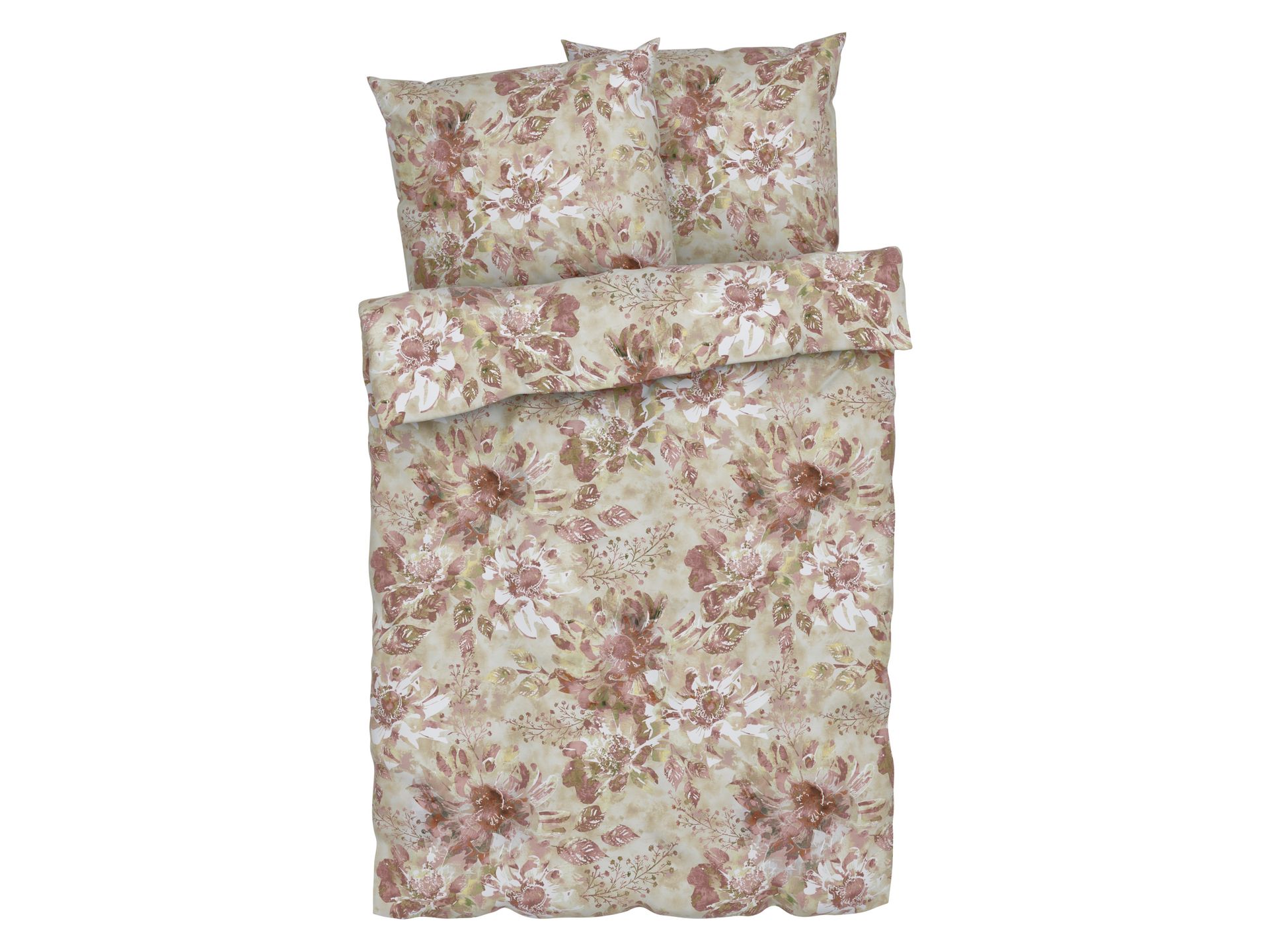 LIVARNO home Pościel flanelowa, 220 x 200 cm (Kwiaty/brązowy)