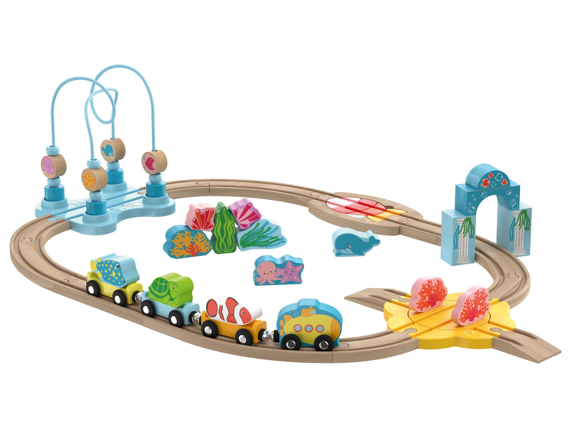 Lupilu Drewniana kolejka Zestaw Montessori / Podwodny świat Podwodny świat
