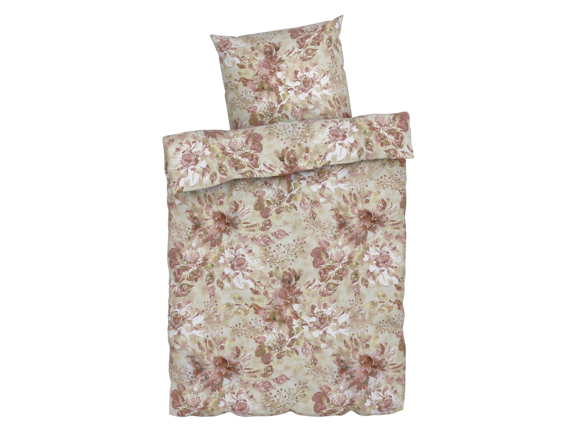 LIVARNO home Pościel flanelowa, 140 x 200 cm (Kwiaty/brązowy)