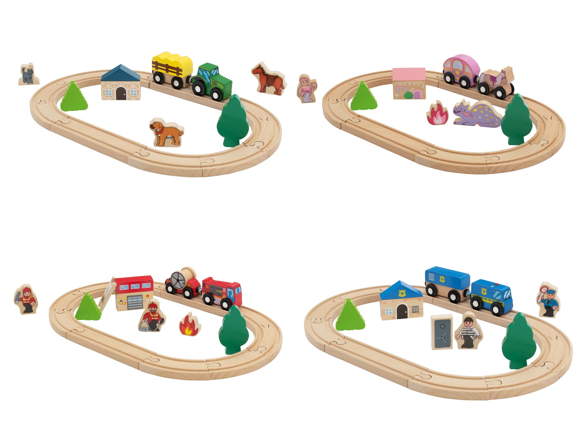 Lupilu Drewniana kolejka Farma / Księżniczka / Straż Pożarna / Policja