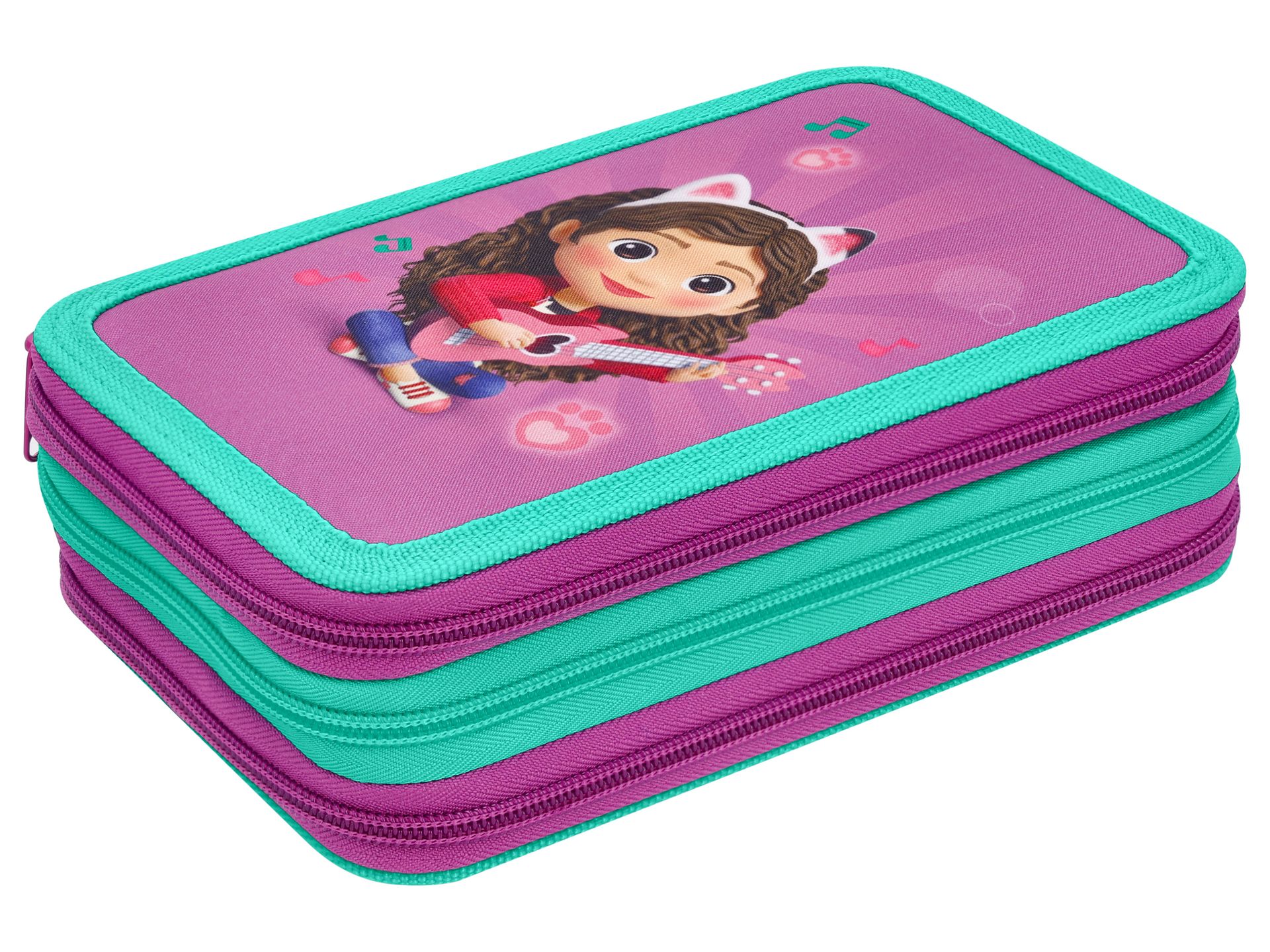 Gabby´s Dollhouse Potrójny piórnik z kolekcji Koci Domek Gabi (Fioletowy)