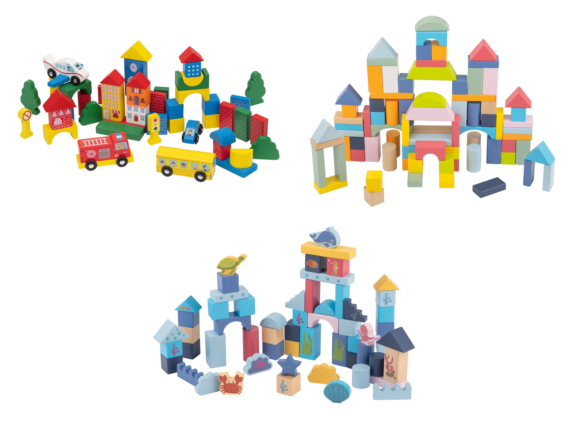 Lupilu Zestaw klocków do zabawy Miasto / Kolorowe klocki / Świat morski