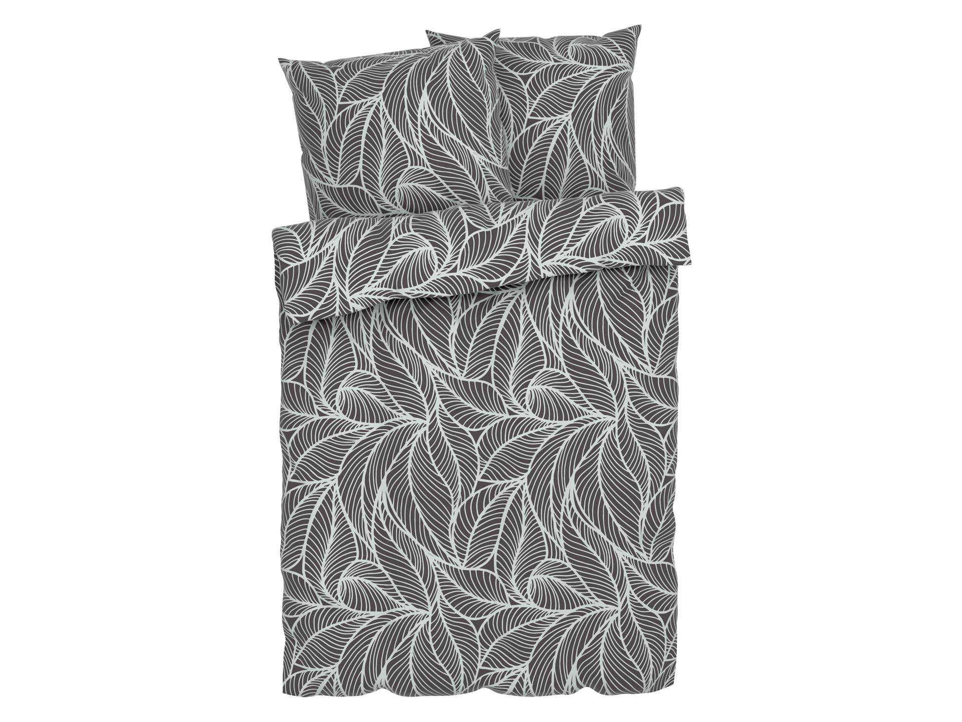 LIVARNO home Pościel dwustronna z mikrowłókna satynowego, 160 x 200 cm (Liście)