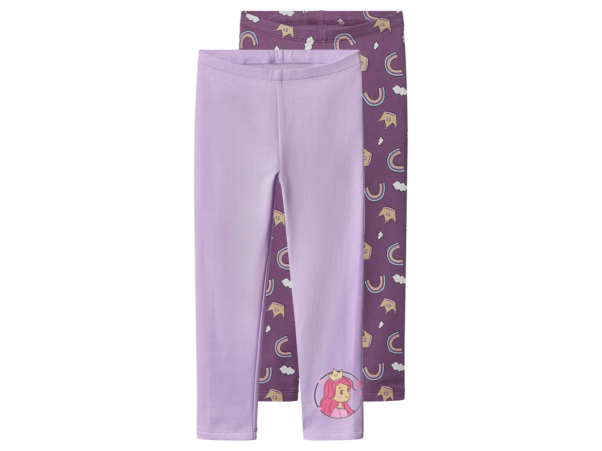 lupilu® Legginsy termiczne dziewczęce z bawełną, 2 pary (We wzory/liliowy, 110/116)