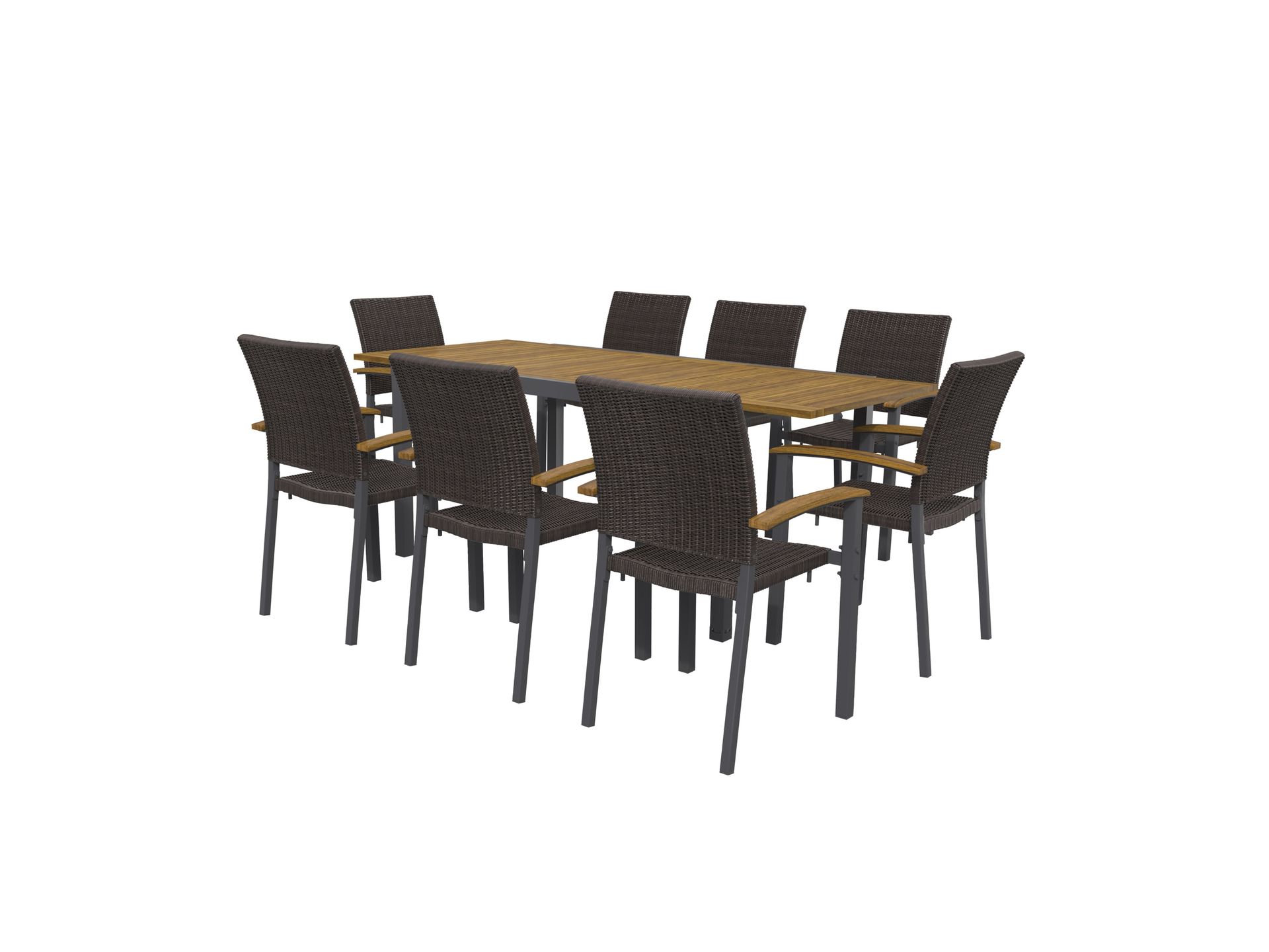 LIVARNO home Zestaw mebli ogrodowych z plecionki Valencia, stół rozkładany i 8 krzeseł
