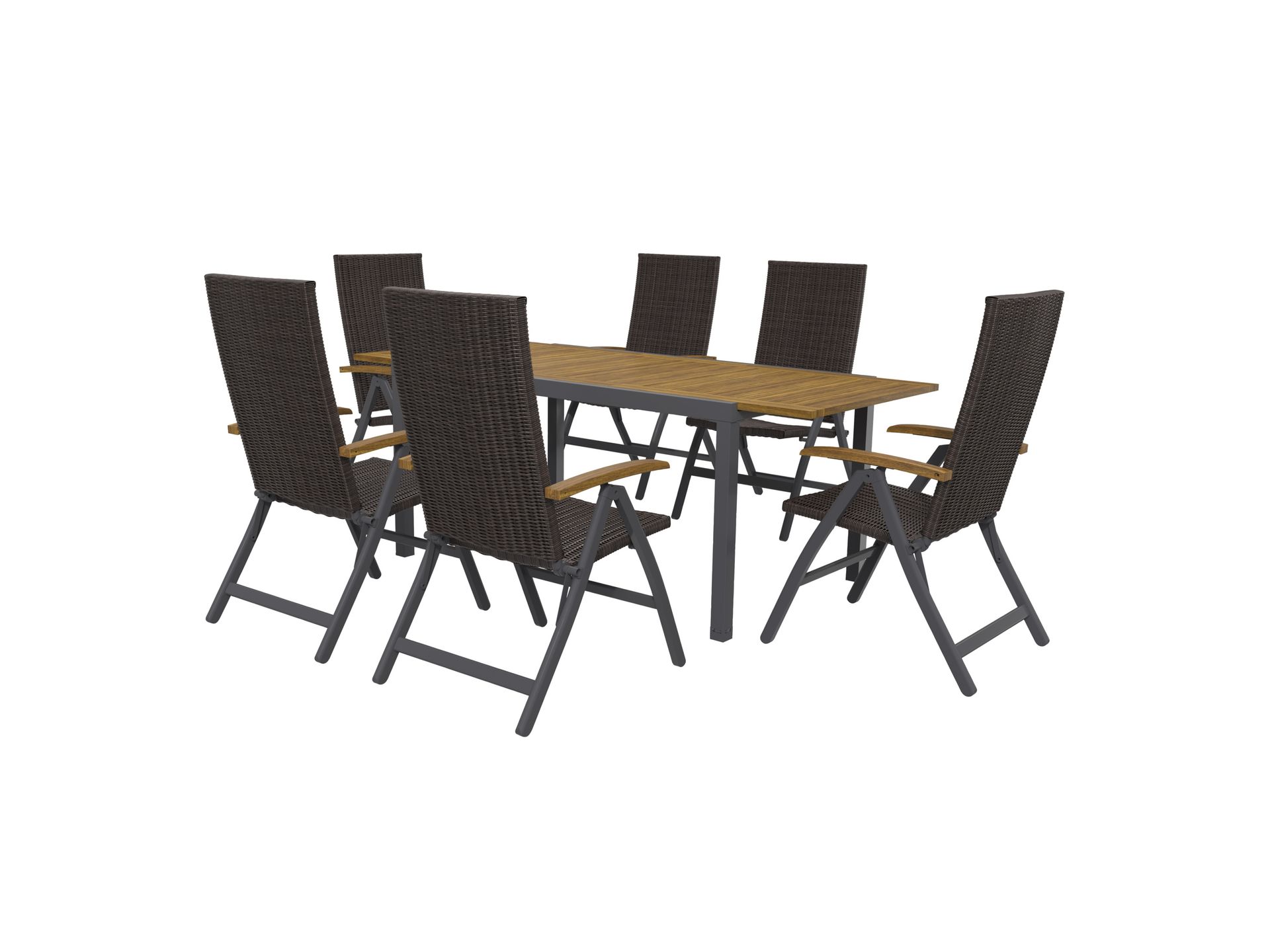 LIVARNO home Zestaw mebli ogrodowych z plecionki Valencia, stół rozkładany i 6 foteli