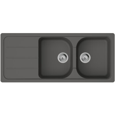 HANSGROHE Zlewozmywak dwukomorowy z ociekaczem S52 43348290 Kamienny szary 50x116