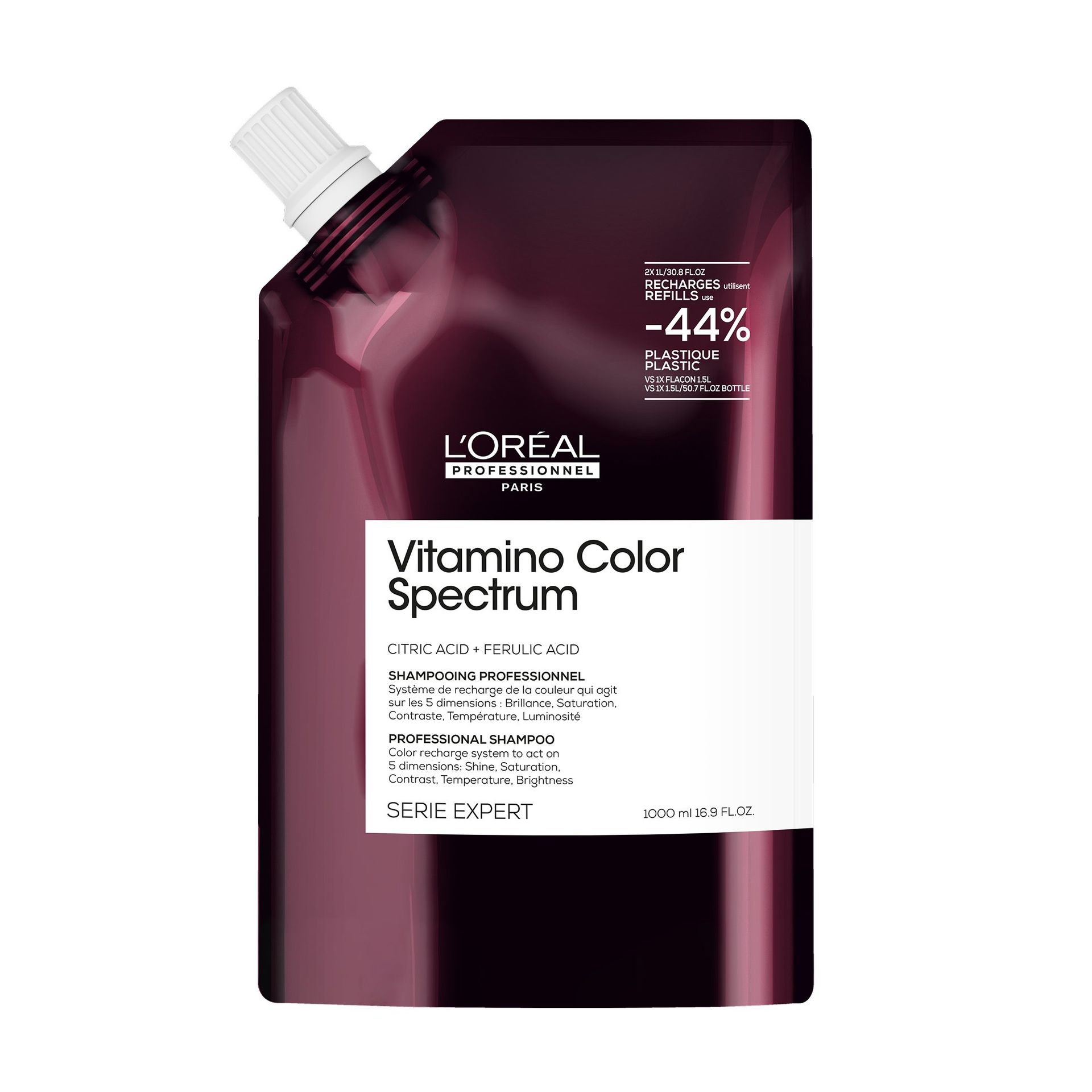 Loreal Vitamino Color Spectrum, szampon do włosów farbowanych zapewniający wielowymiarowość koloru, 1000ml refill