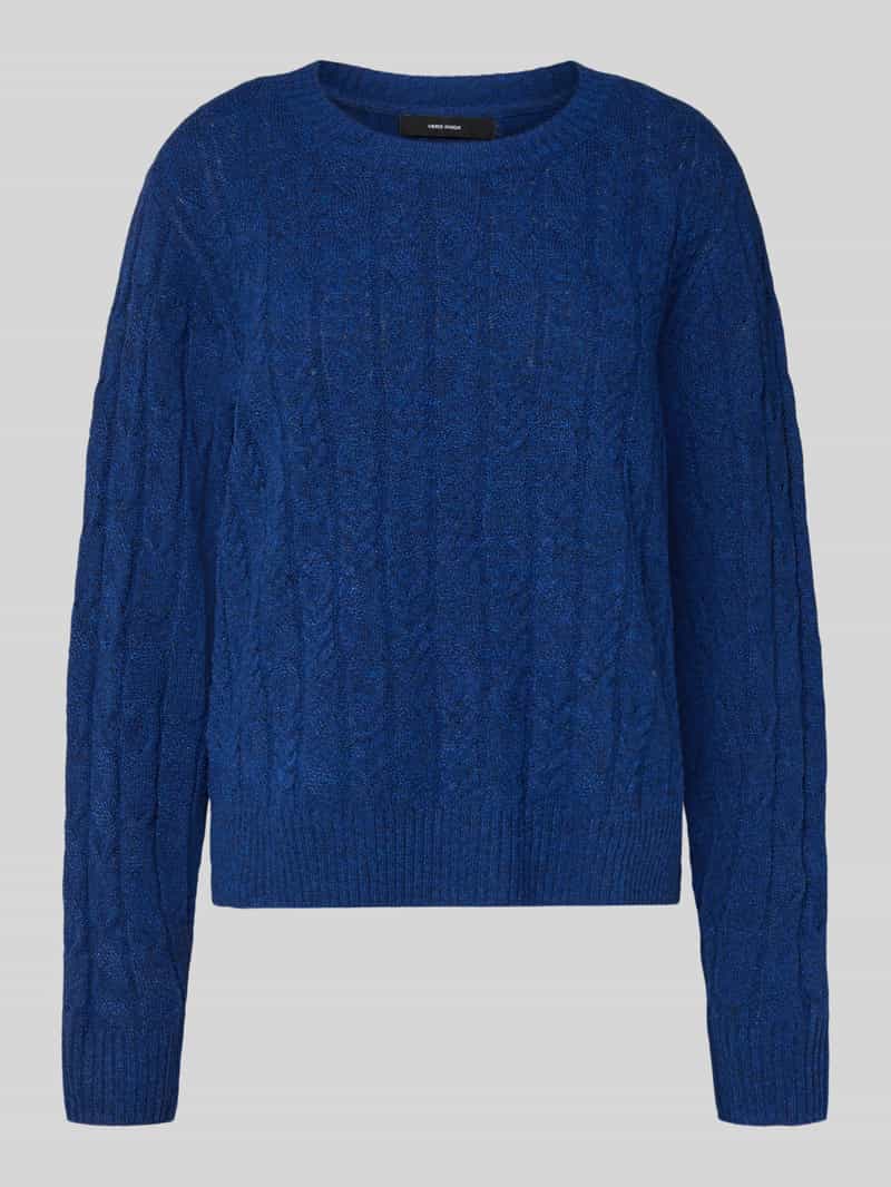 Sweter z dzianiny o kroju regular fit ze ściegiem warkoczowym model ‘ARIES’