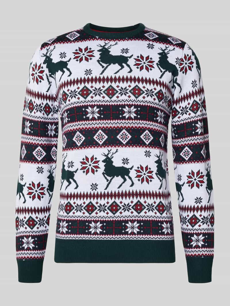 Sweter z dzianiny ze wzorem na całej powierzchni