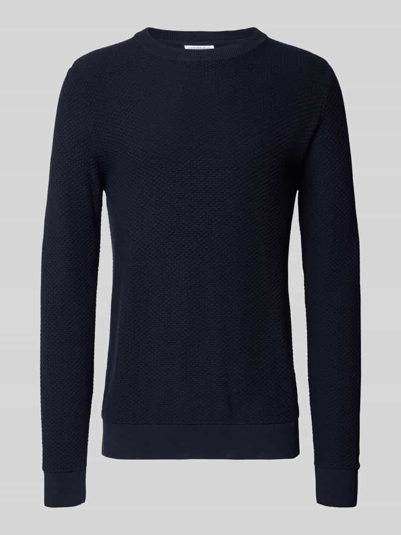 Sweter z dzianiny z fakturowanym wzorem i okrągłym dekoltem