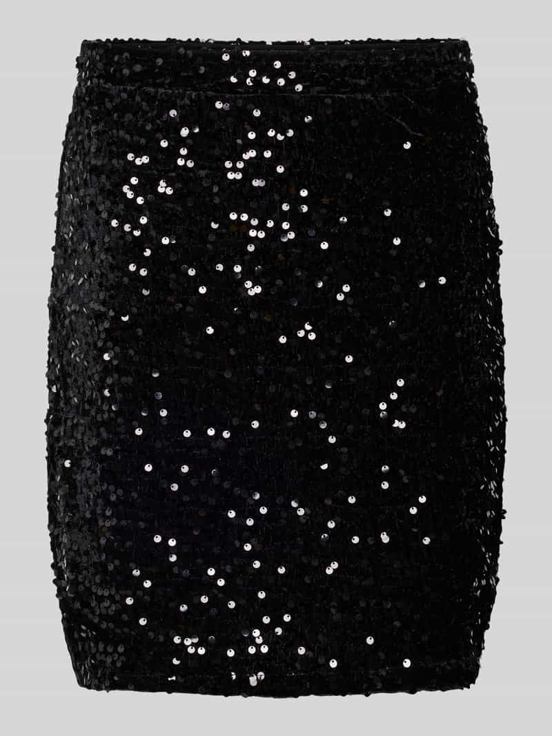 Spódnica midi o kroju podkreślającym sylwetkę z cekinowym obszyciem model ‘KAM’