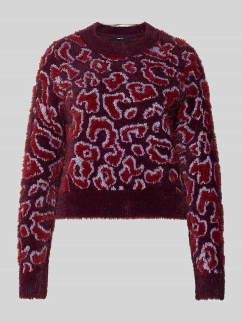Sweter z dzianiny o kroju regular fit ze wzorem na całej powierzchni model ‘JUNGLE’