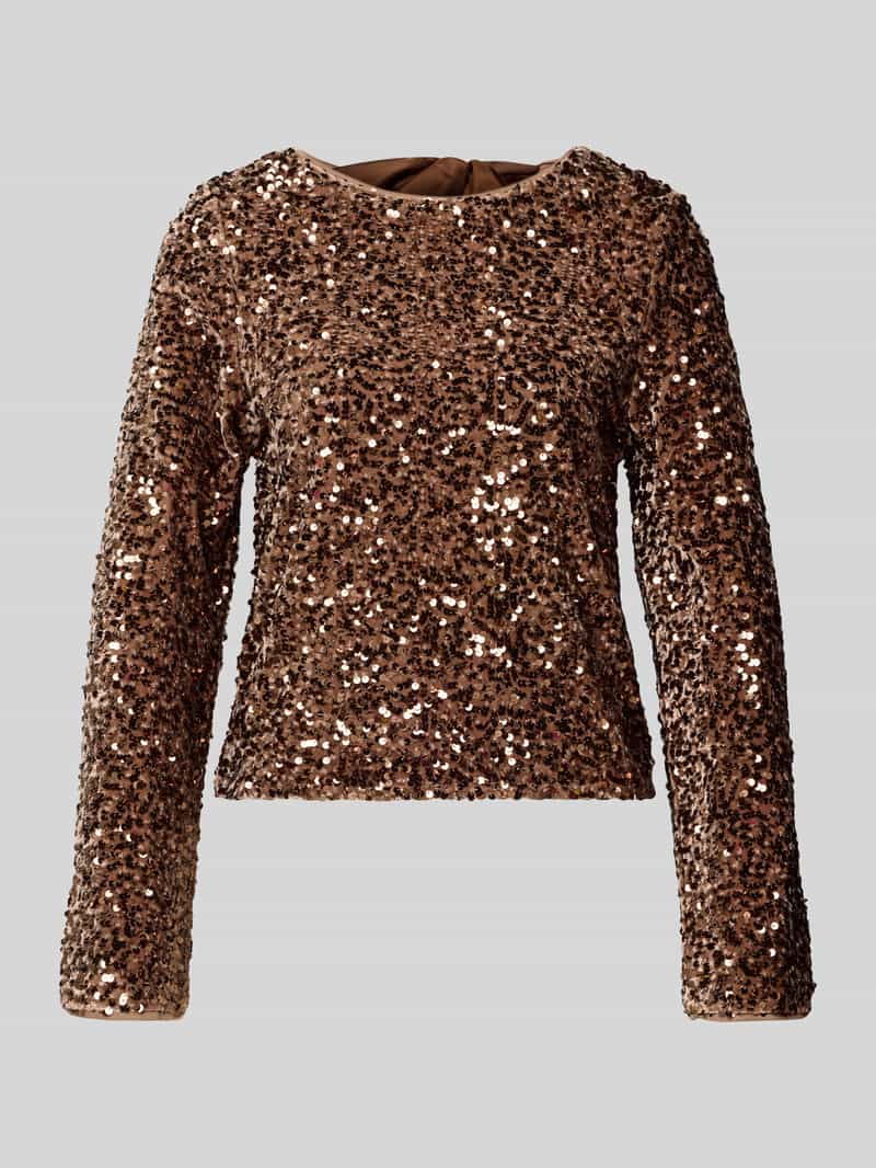 Bluzka o kroju regular fit z długim rękawem i cekinami model ‘CONFIDENCE’