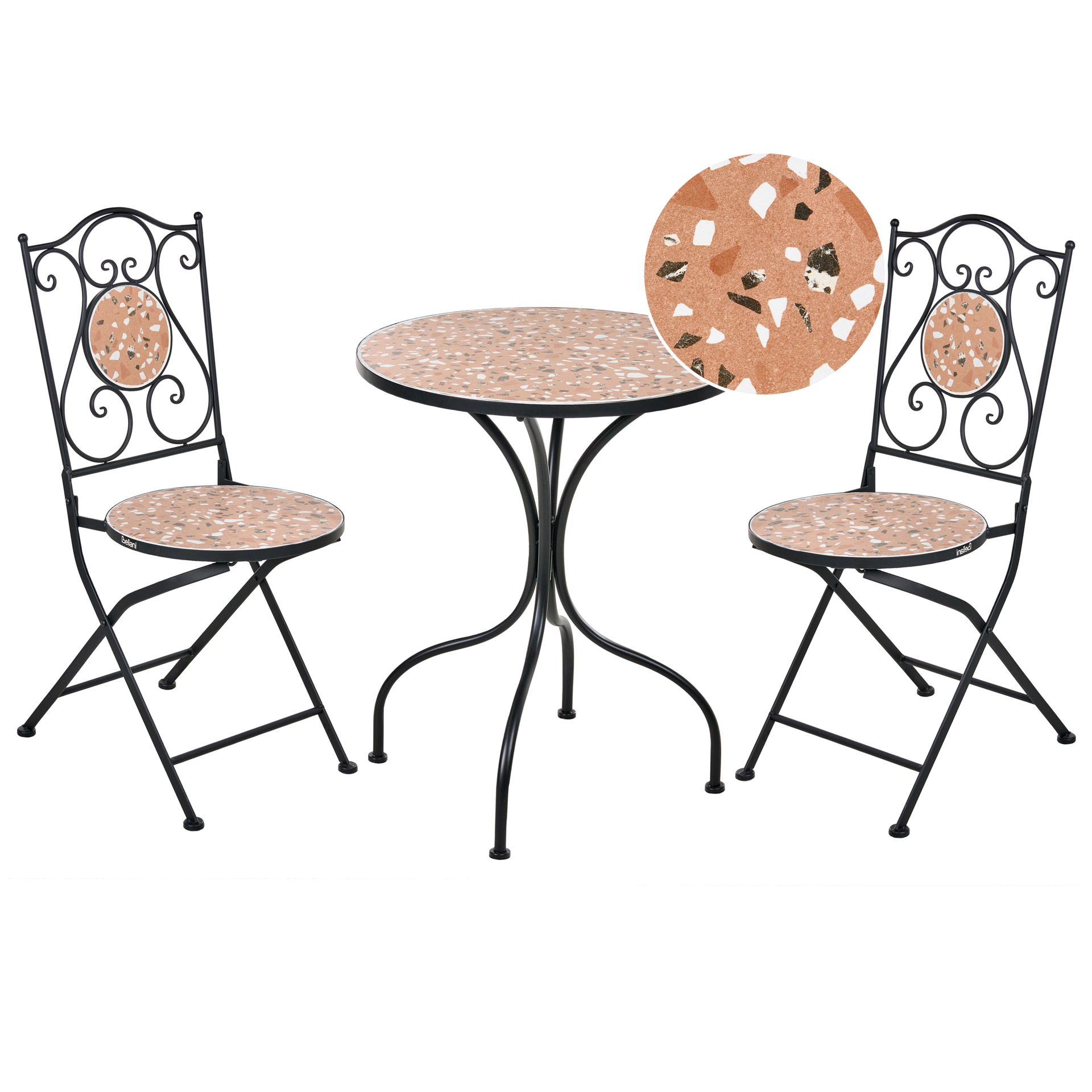 Beliani zestaw mebli balkonowych Składane ADRANO Metal Czarny