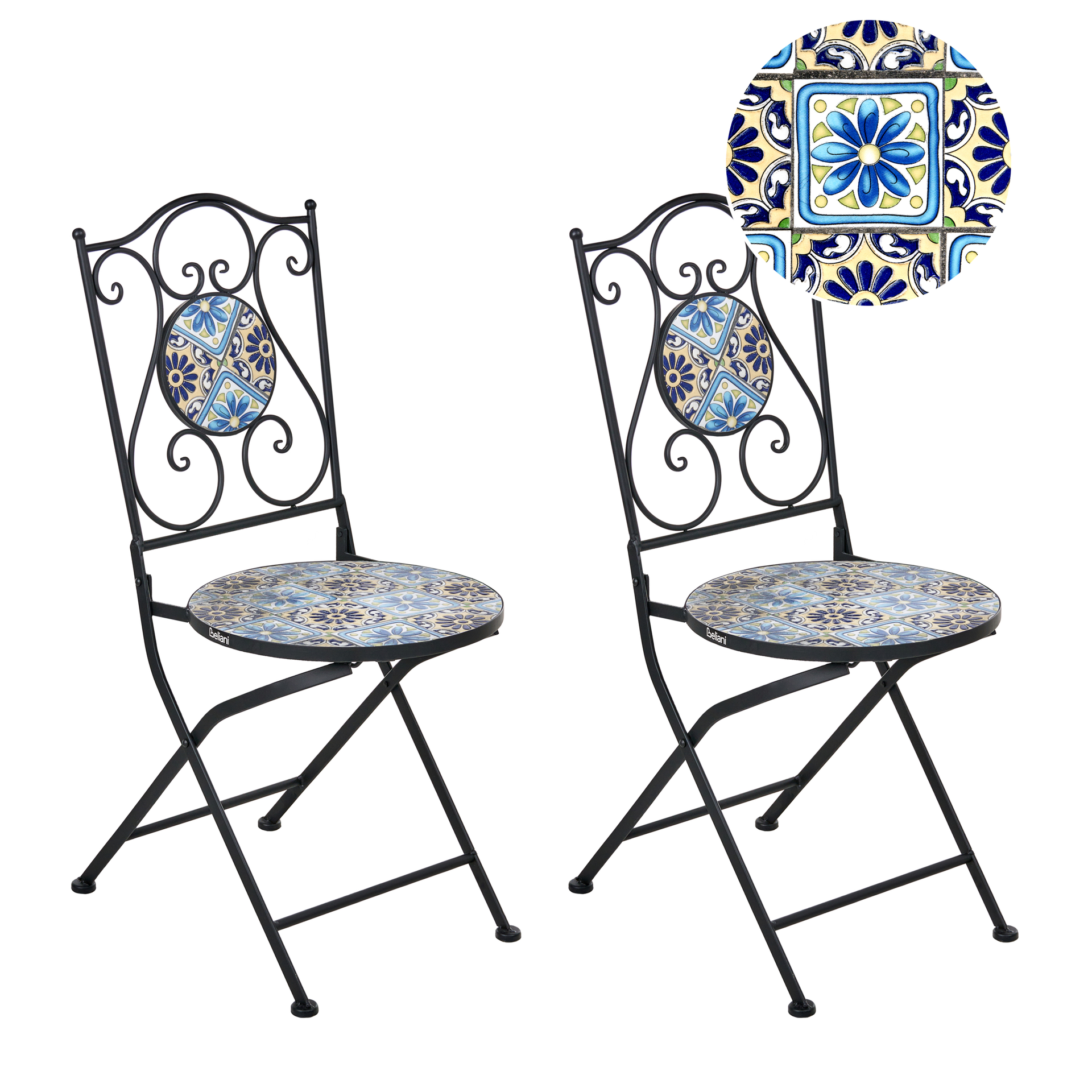 BELIANI Zestaw 2 krzeseł ogrodowych AGGIUS Składane Metal Czarny