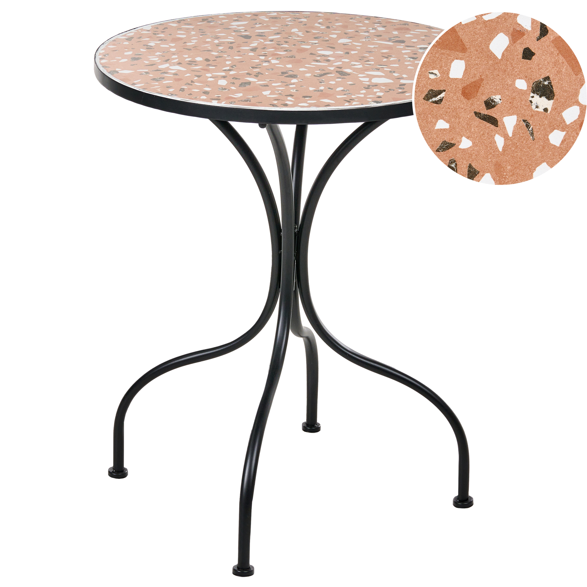 Stolik bistro ADRANO 60 cm 60 cm Efekt lastryko Metal Czarny