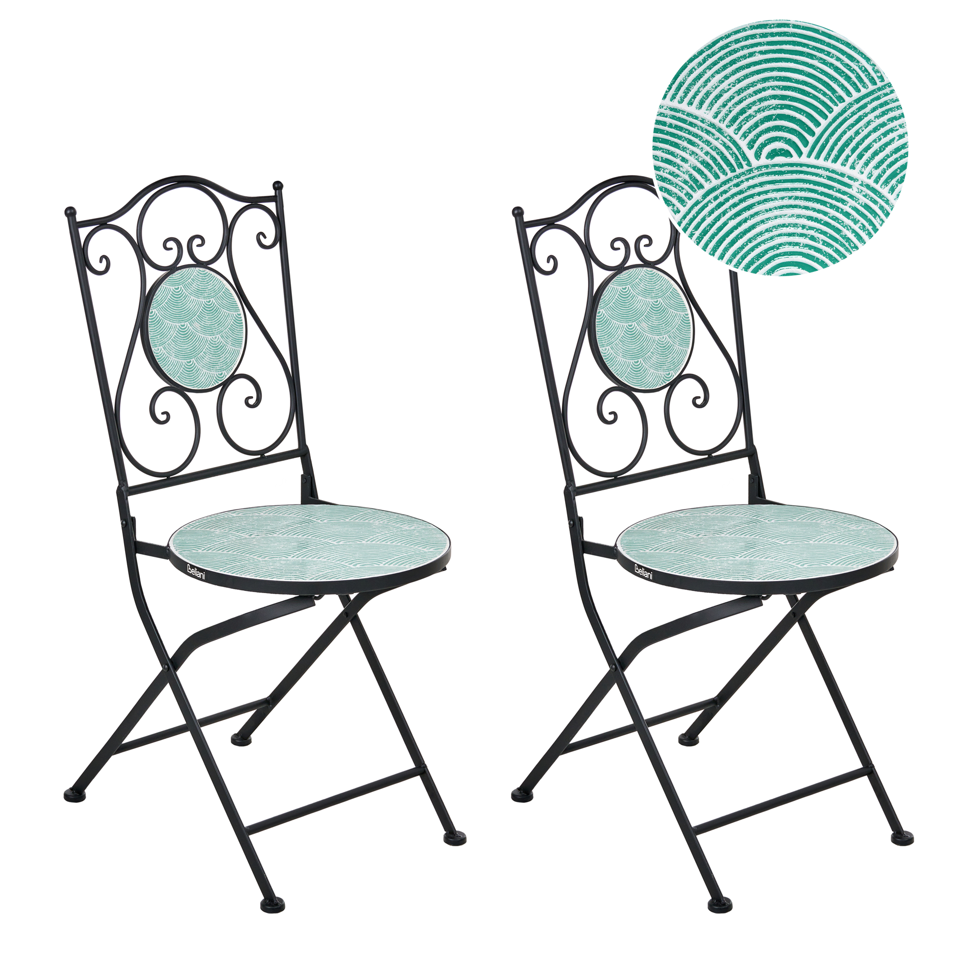 BELIANI Zestaw 2 krzeseł ogrodowych ANAPO Składane Metal Czarny