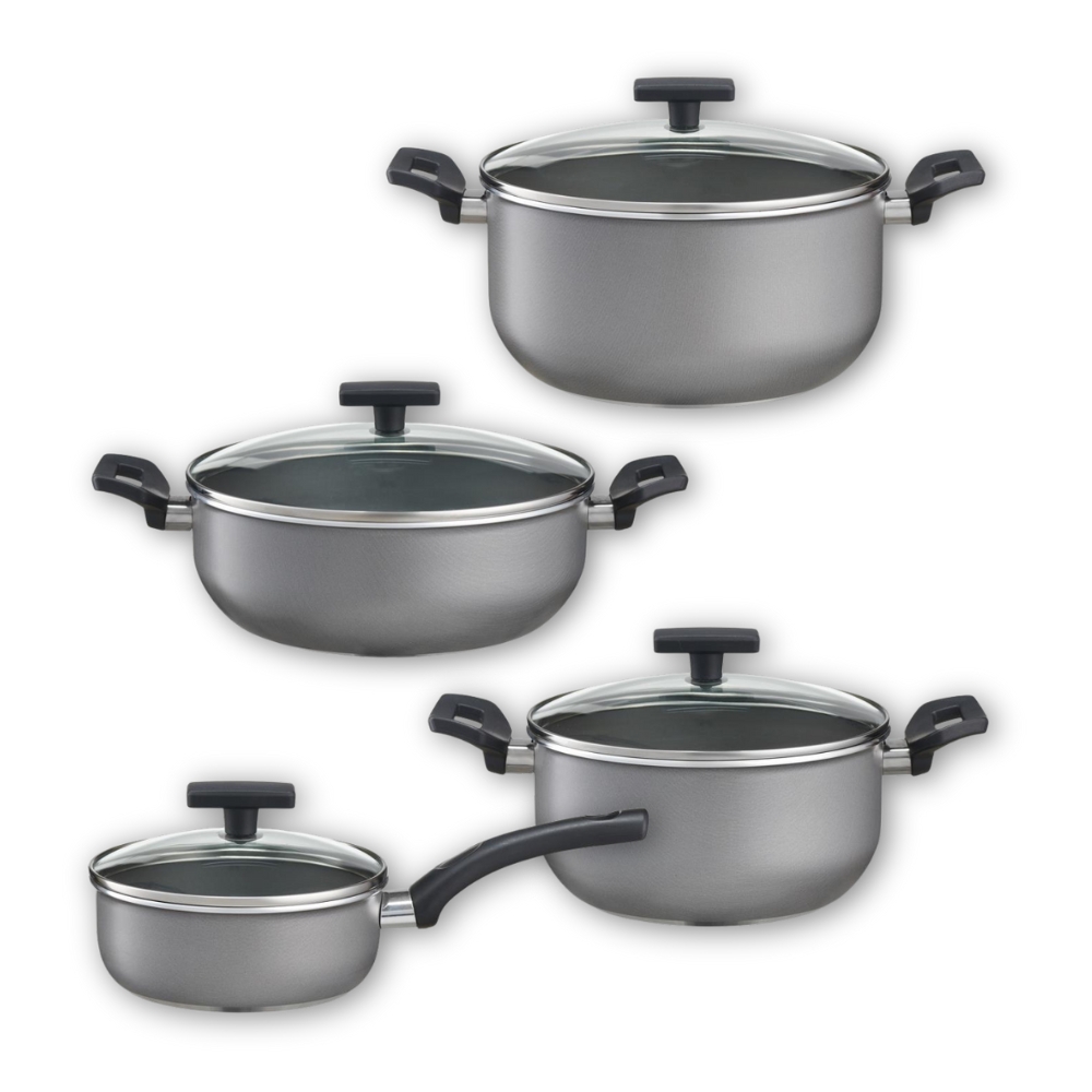 Zestaw garnków z pokrywkami 8 elementów GREY