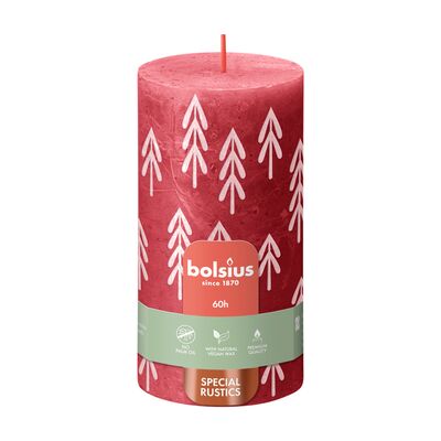 Świeca pieńkowa 130/68 Rustic Delikatna Czerwień