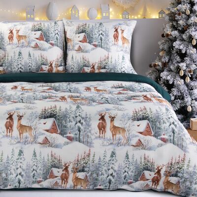 Komplet pościeli świątecznej Fairyland zimowy krajobraz 220 x 200 cm + 2 poszewki na poduszkę