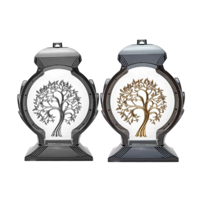 Znicz lampion drzewo OBD 34 cm mix srebrny/złoty