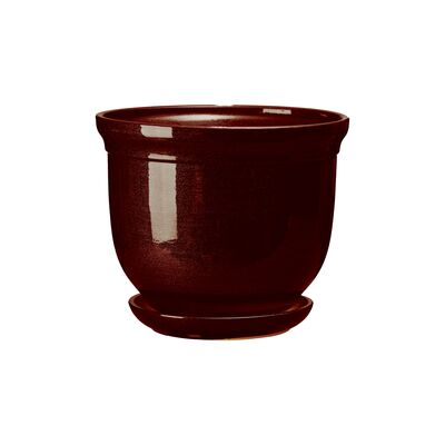 Doniczka ceramiczna z podstawką grecka 13 x 15,5 cm brąz połysk symbol 643