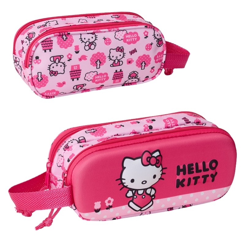 Safta Dwukomorowy Piórnik Tuba Podwójny 3D Hello Kitty