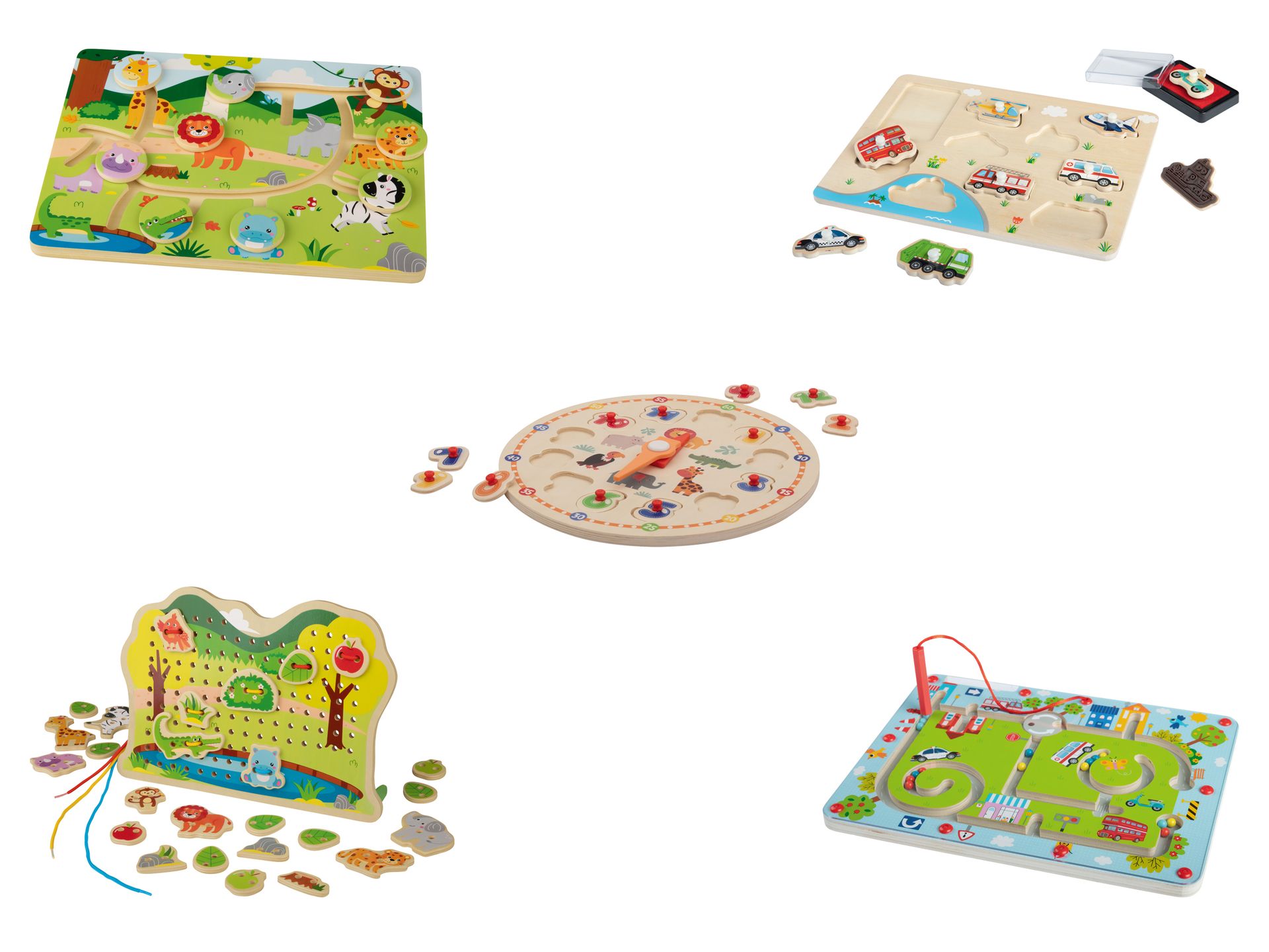 Lupilu Gra Labirynt / Układanka ze stemplami / Układanka zegarowa / Przewlekanka / Labirynt magnetyczny