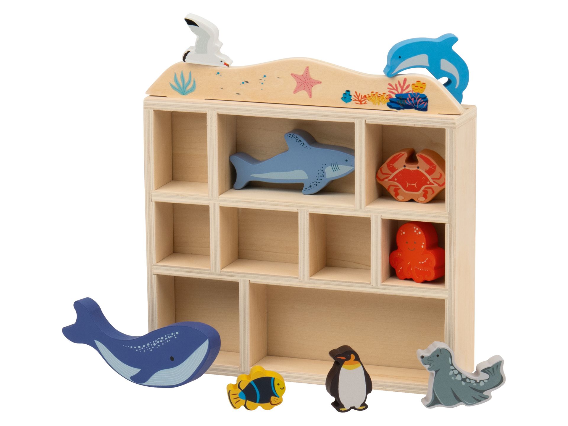 Lupilu Drewniane zwierzęta w pudełku Las / Safari / Ocean / Farma Zwierzęta morskie