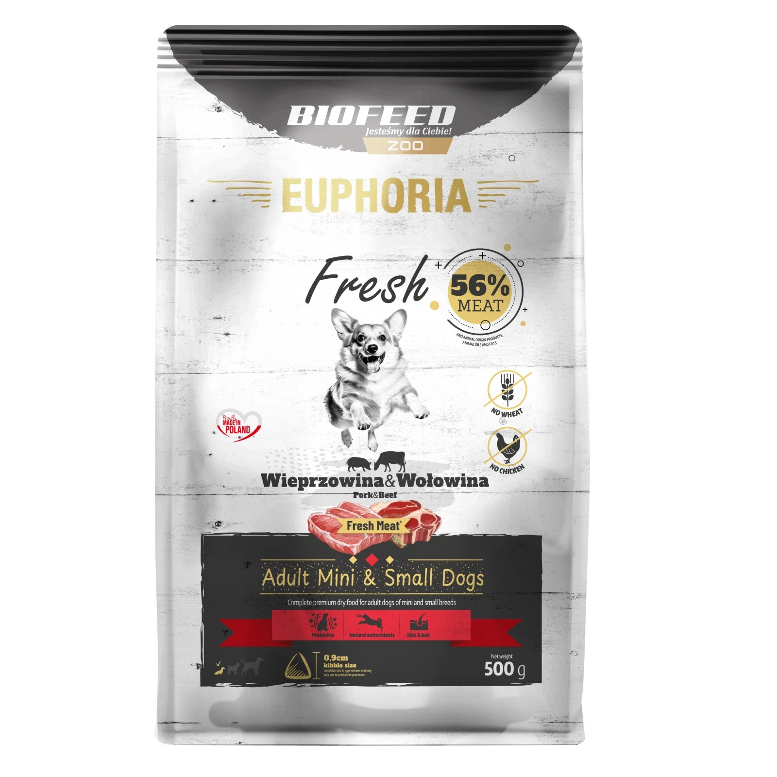 EUPHORIA Fresh Adult Wieprzowina z wołowiną XS/S - sucha karma dla psa - 500g