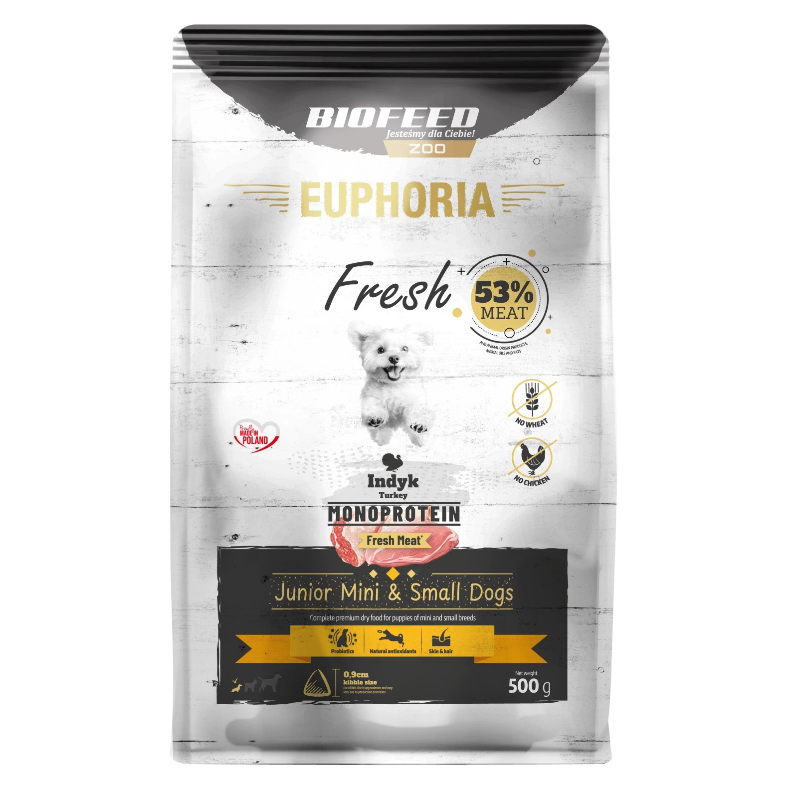EUPHORIA Fresh Junior Monoprotein Indyk XS/S - sucha karma dla psa - 500g